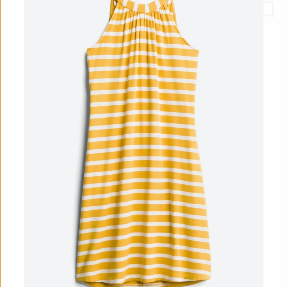 Gold striped halter dress